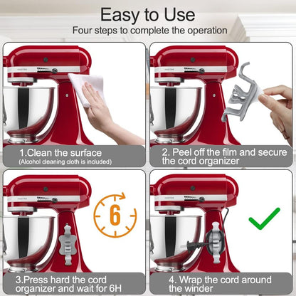6 PCS Sticky Cord Organizer for Kitchen Appliances, Sturdy Cord Wrapper for Small Appliances, Mixer, Pressure Cooker,