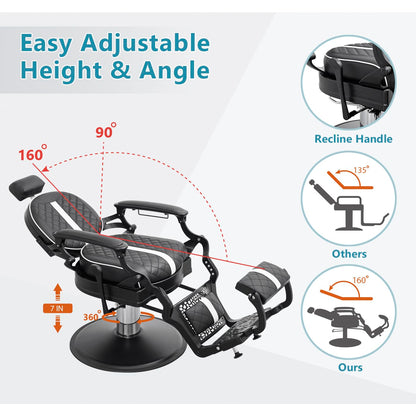 Nolasalon Barber Chair Hair Salon Chair,Heavy Duty 700 LBS, for Hair Stylist Barber Beauty Tattoo Massage(Black White)