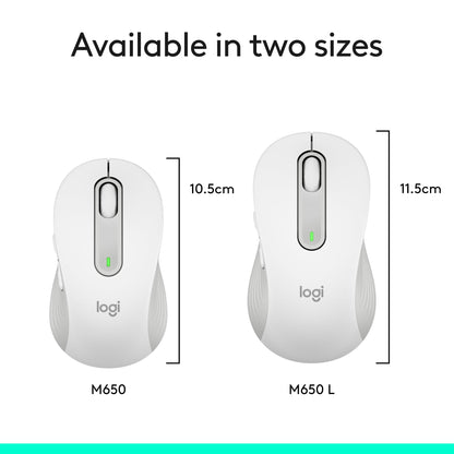 Logitech Wireless Mouse Signature M650 L Full Size - Large Hands, 2-Year Battery, Silent Clicks, Customizable Buttons, Bluetooth, PC/Mac/Chromebook - Black, Right-Handed, Large