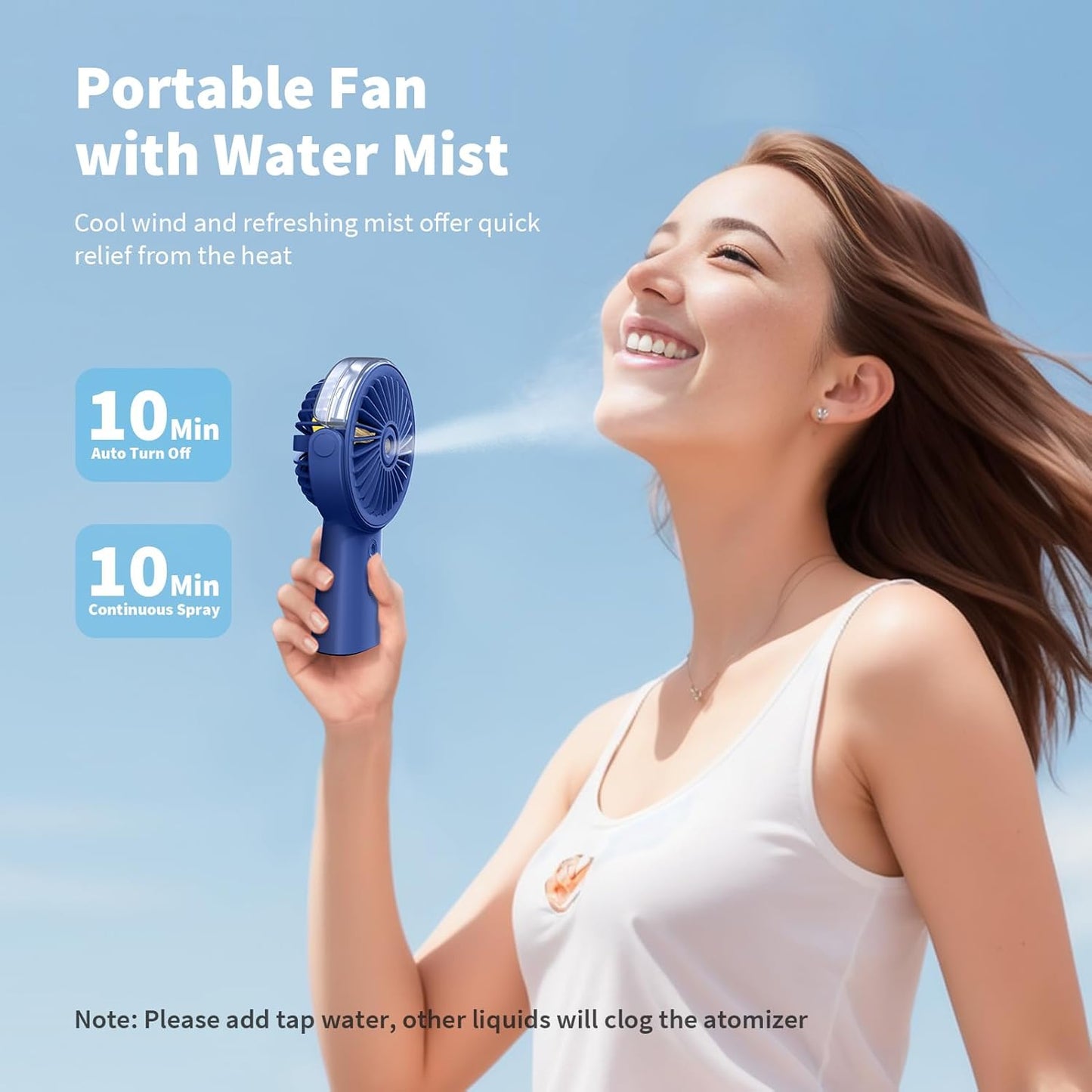 Otlonpe Misting Fan, Portable Fan with Mist, 4000mAh Rechargeable Handheld Fan, Water Spray Mister for Outdoors