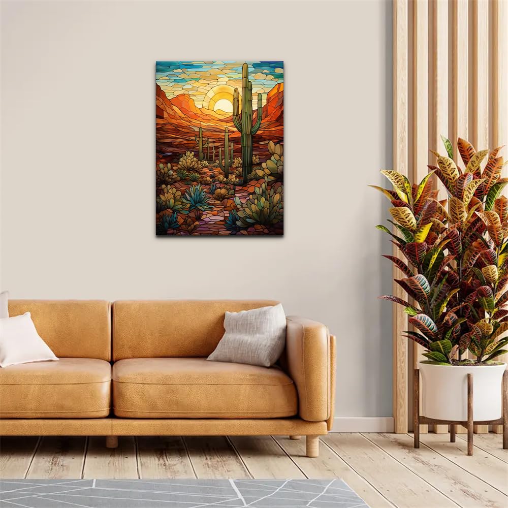 Natuyalo Paint by Numbers for Adults with Framed on Canvas, Wilderness Landscape Paint by Numbers Kits for Beginners, Cactus DIY Acrylic Painting Kits with Frame Ideal Gift (12x16 Inch)