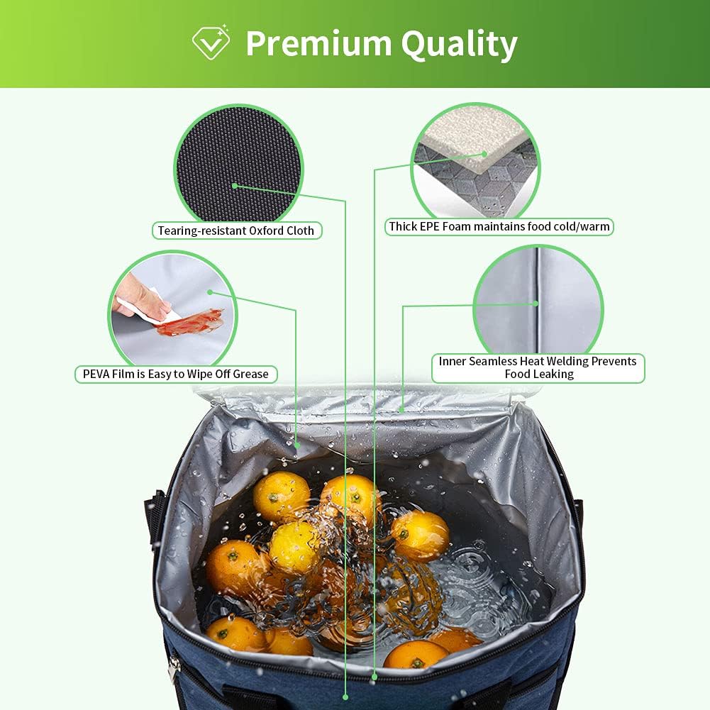 24 Iknoe Large Cooler Bag Collapsible Can Insulated Bags Leakproof Lunch Cooler Tote with Multi-Pockets for Adult