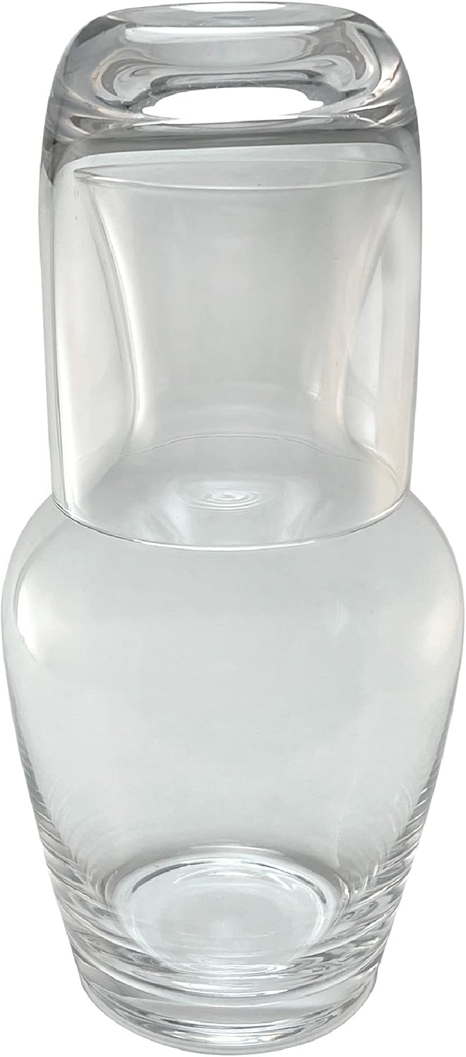 26 oz Lily's Home Water Carafe, With Glass Cup as Lid, Bedside Water Carafe for Bedroom, Bathroom, or Kitchen, Ideal