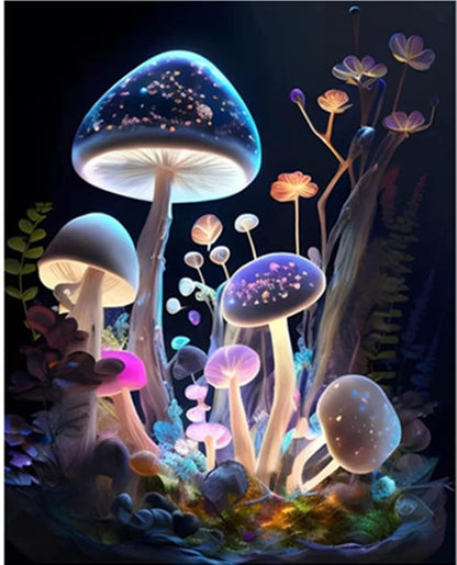 Pimio 5D DIY Diamond Art Painting Kits,Round Full Drill Mushroom Diamond Art Kits for Adults Beginner, Perfect for Home Wall Decor and Gift(12x16inch)