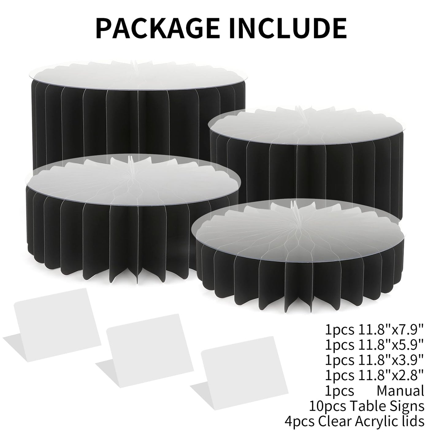Buffet Risers Food Risers for Buffet Table Acrylic Risers Display Stands Tall Cake Stands Cylinder Stands for Party Pedestal Cake Stand Dessert Table Display Set Cupcake Stands Cupcake Display (Black)