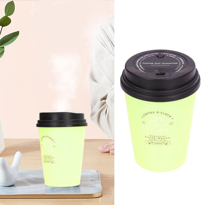 USB Humidifier Mini Desktop 300ml Car Humidifier Coffee Cup Shape for Home Outing (Green)