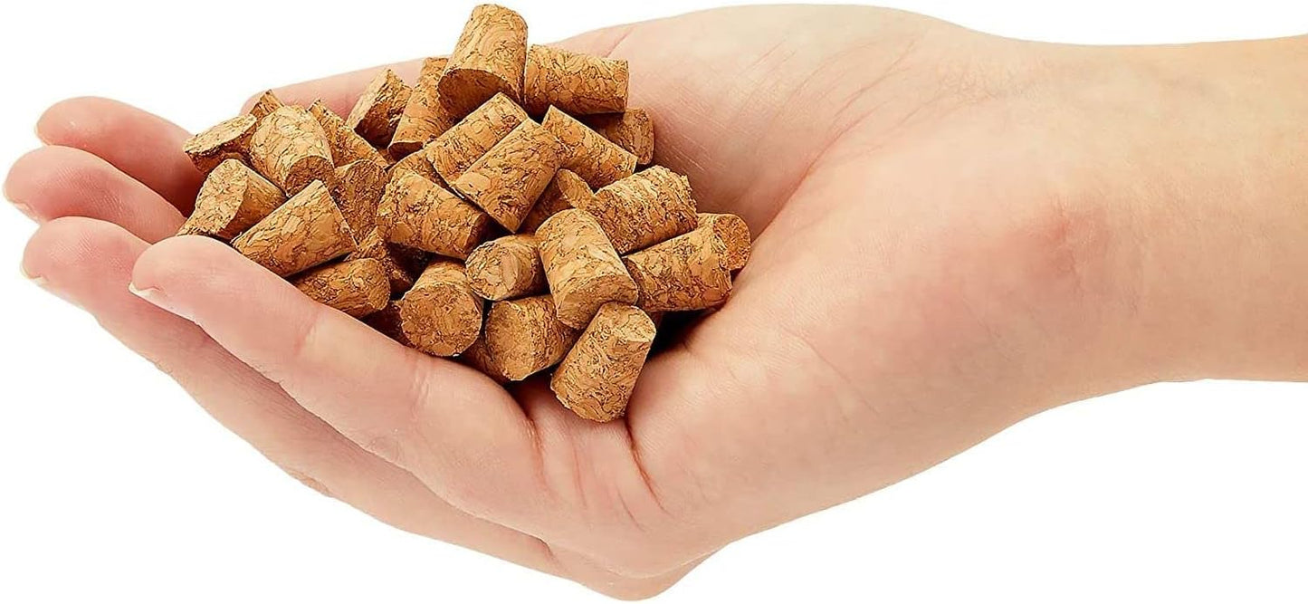 Size #1 Tapered Cork Plugs for Test Tubes, Mini Bottle Stoppers, DIY Crafts, 100 Pack (0.4 x 0.3 x 0.5 In)