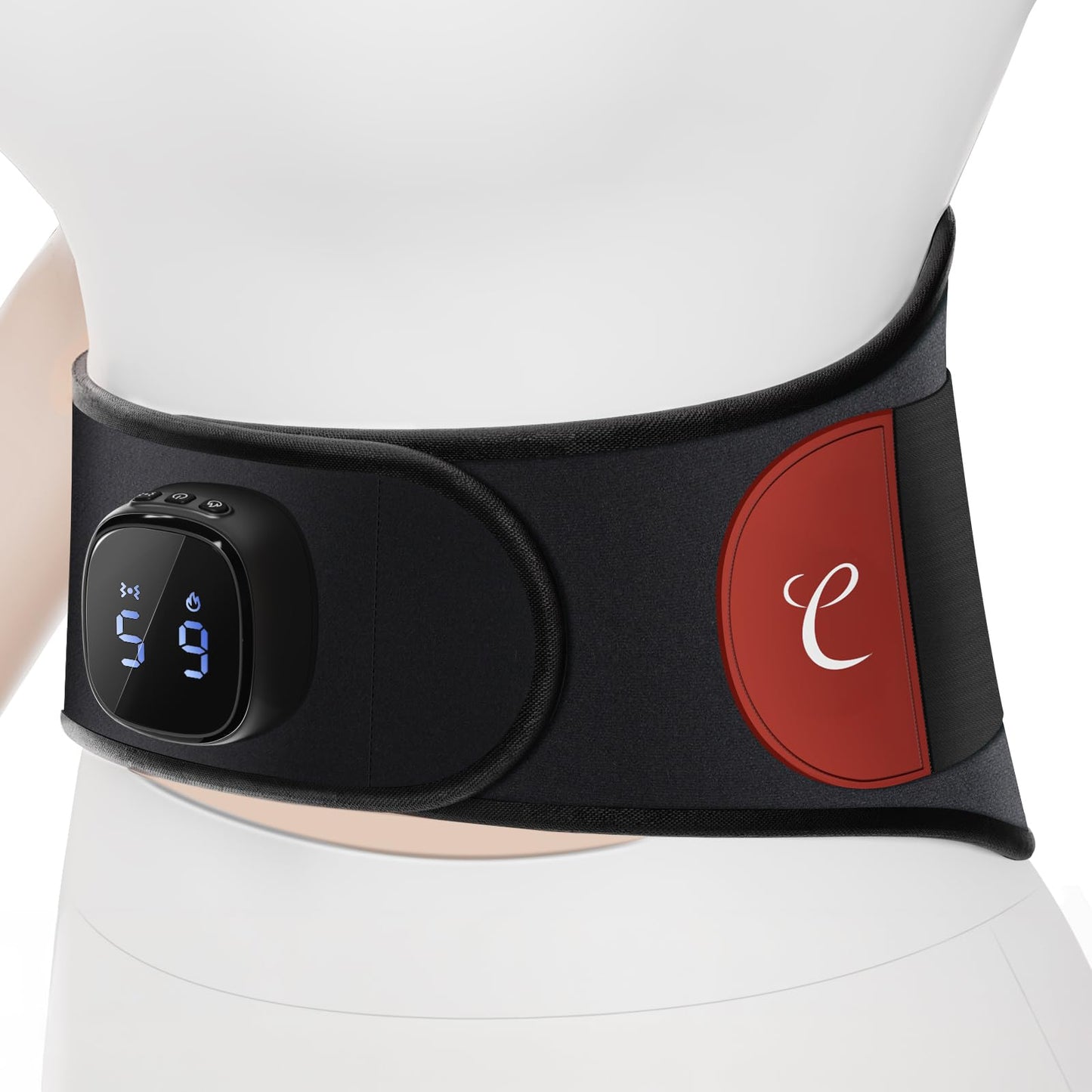 Comfytemp Cordless Portable Heating Pad with Massager for Lower Back Pain Relief, 9 Heat 5 Vibration 3 Intensity, FSA Eligible HSA Rechargeable Wireless Heated Waist Belt APP Control Gifts for Mom Dad