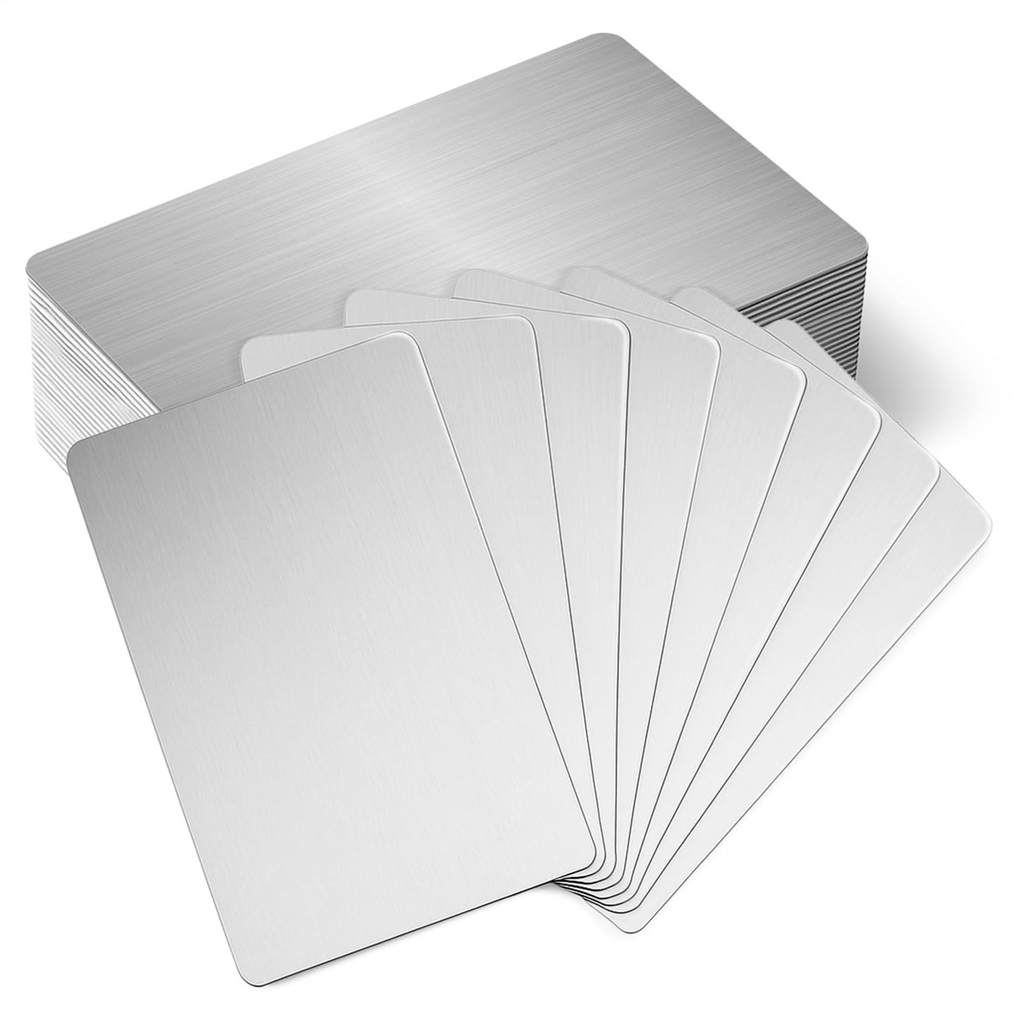 Afcabakila 30pcs 304 Stainless Steel Metal Business Card Blanks Laser Engraving Metal Cards 3.4" x 2.1" 0.8mm Thick for DIY Customizable Nameplates Gift Professional Branding
