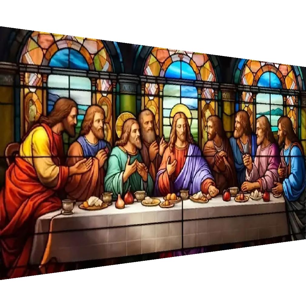 BOHADIY 5D DIY The Last Supper Diamond Painting Kits for Adults, Large Size Full Drill Diamond Arts Rhinestone Pasted, DIY Painting Diamond Dot Arts Crafts for Home Wall Decor Gift 27.5 X 15.7 Inch