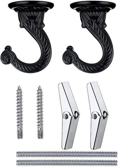 2 Sets 55mm/2.17" Heavy Duty Ceiling Hooks, Metal Ceiling Hooks with Hardware for Hanging Plants and Chandeliers