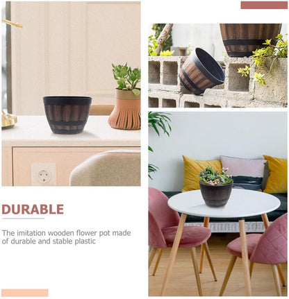 Yardwe Flowerpot Whisky Barrel Planter, Aesthetic Room Decor Planter Barrels, Garden Flower Planter Succulent Pot