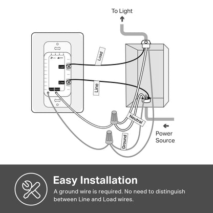 Kasa Matter Smart Light Switch: Voice Control w/Siri, Alexa & Google Assistant, UL Certified, Timer & Schedule, Easy Guided Install, Neutral Wire Required, Single Pole, 2.4GHz Wi-Fi, 3-Pack