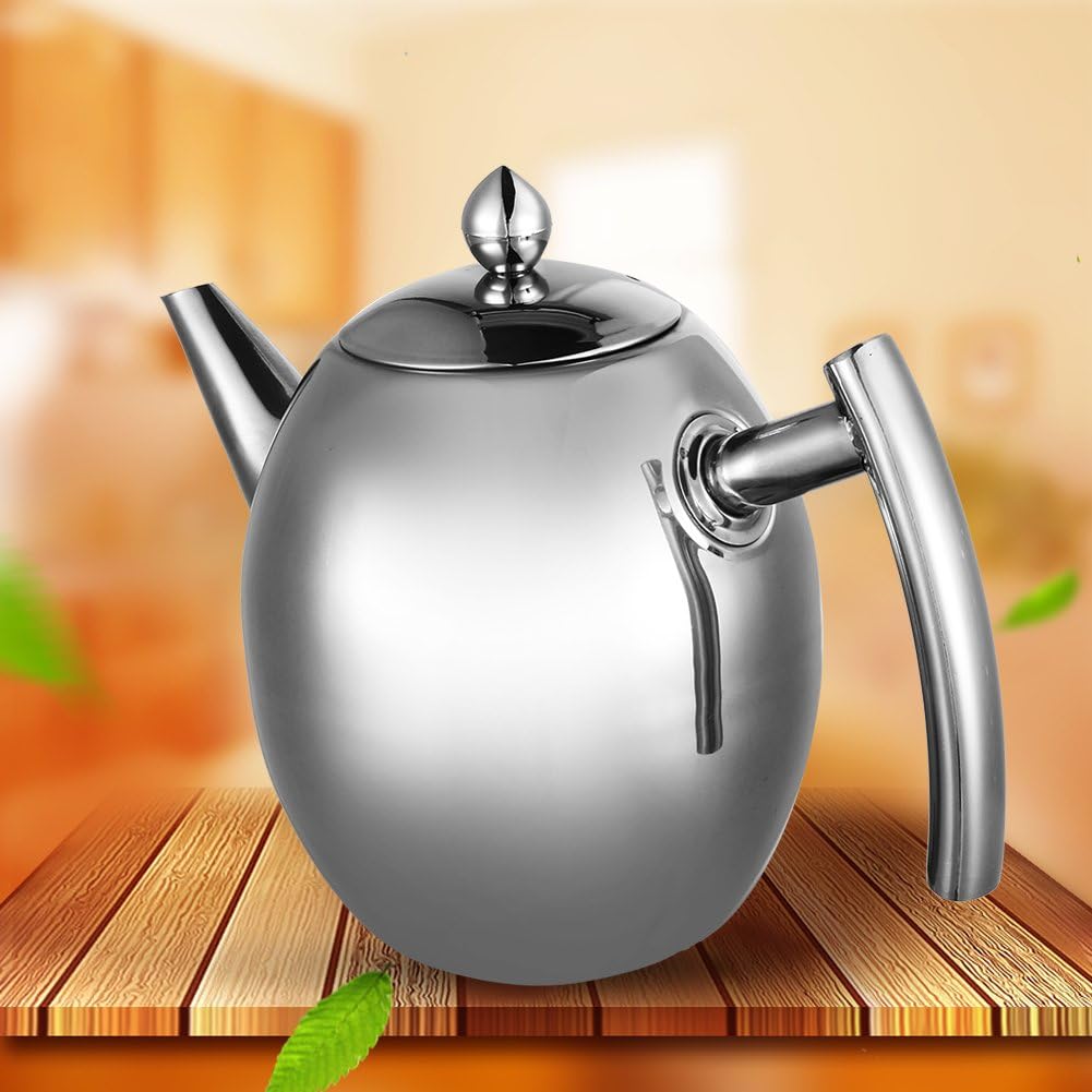 Coffee Tea Pot - Stainless Steel Teapot with Filter, Large Capacity Polished Kettle for Home, Hotel, Cafe (1000ML)