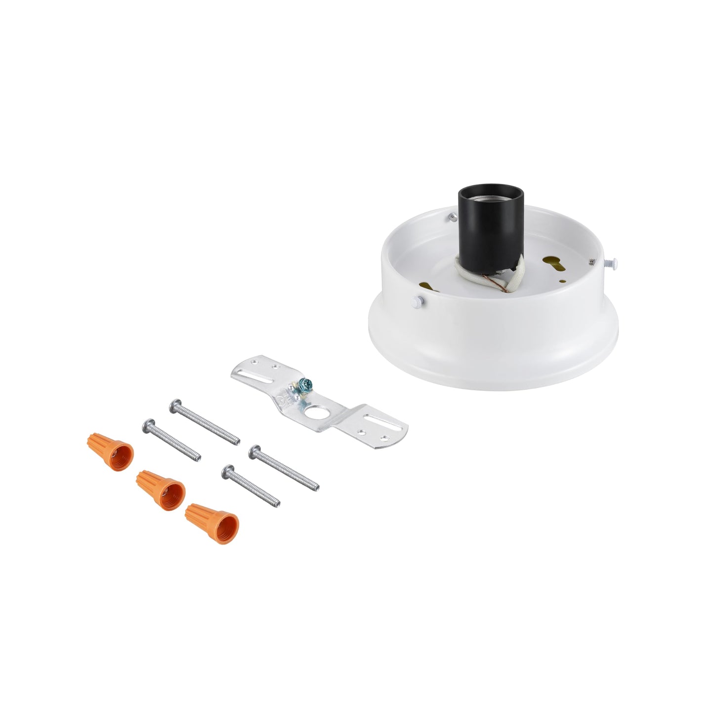 Aspen Creative 22105-03-1, Flush Mount Ceiling Fixture Shade Holder Kit in Matte White Finish 4-1/2" Fitter, 5" Diameter x 1-3/4" Height