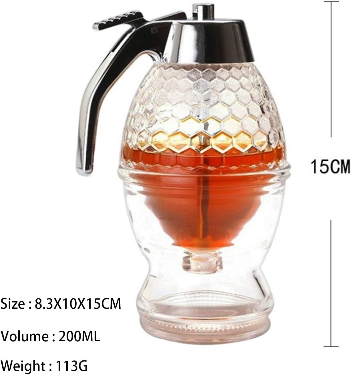 Squeeze Honey Dispenser, Plastic No Drip Maple Syrup Container, Juice Jar Bee Drip Dispenser, Honey Pot with Stand,