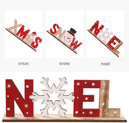 SUPVOX 2pcs Christmas Wooden Tabletop Decorations, Xmas Holiday Noel Sign Ornaments