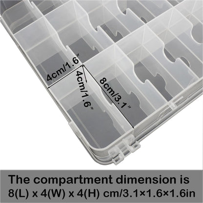 Double-Sided Sewing Organizer Box with 46 Grids - Clear Plastic Thread Storage Case for Embroidery Floss, Sewing Threads, Needles, Beads & Craft Supplies (Portable Craft Organization Container)