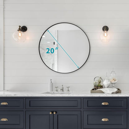 20 inch Fabuday Black Circle Mirror for Wall - Round Mirrors for Bathroom, Entryway, Living Room, Hallway, Bedroom