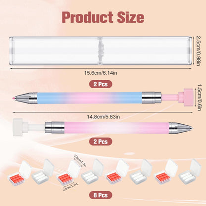 Automatic Refillable Wax Pen for Diamond Painting,2pcs Rhinestone Picker Tool,Diamond Painting Pens Kit with 24 Replacement Wax,Rhinestone Pickup Tool for Nail and Diamond Paint Art