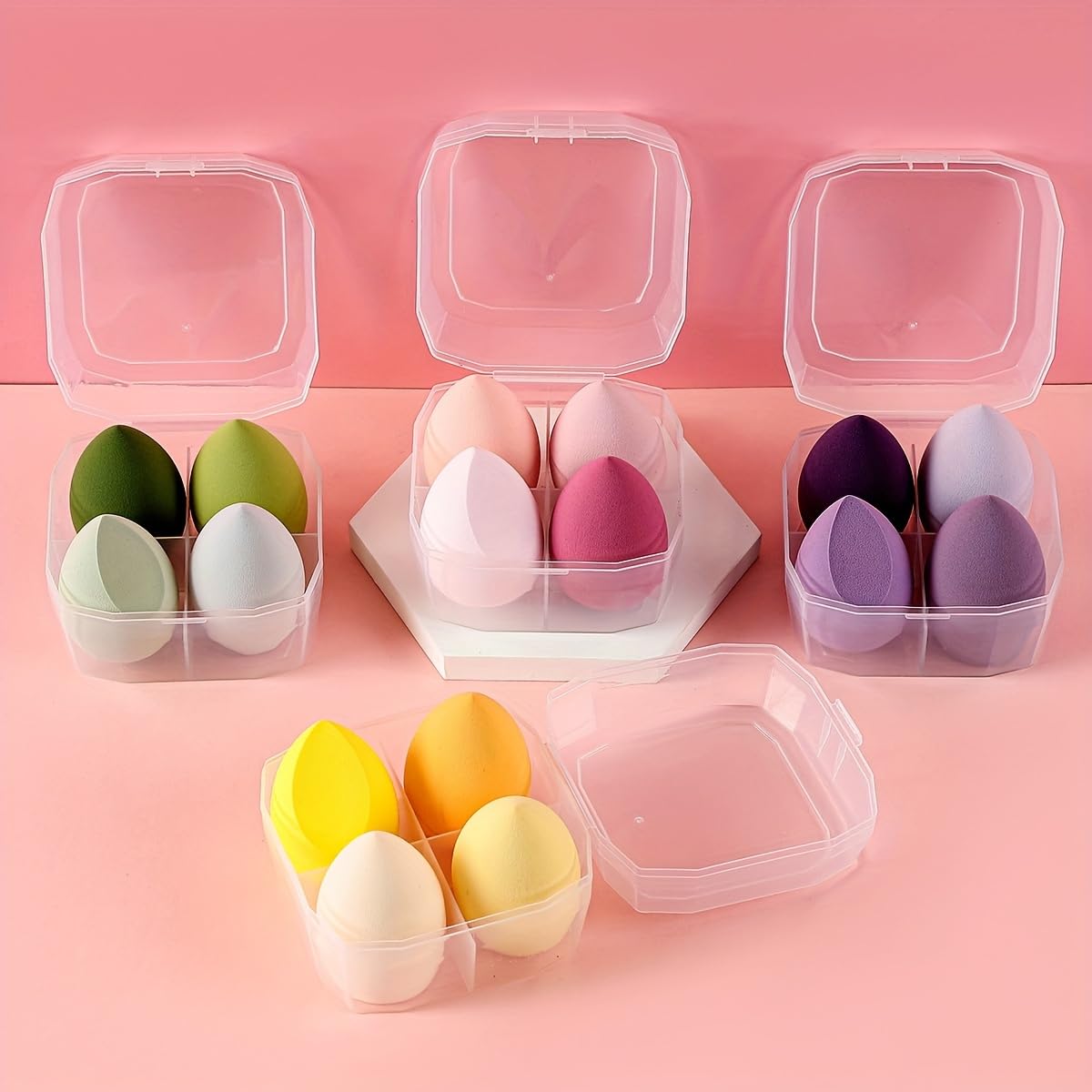 4 Pcs Makeup Sponges Blender Set Professional Beauty Sponge Foundation Blending Blender Beauty Sponge For Makeup Tool with Gift Box Latex-Free Dry Wet Use Foundation Cosmetic Makeup Accessories