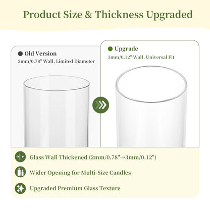 Glasseam Hurricane Glass Candle Holders: 3 Pcs Clear Cylinder Vases for Centerpieces Large Pillar Candle Holder for Floating Candles Modern Home Decor Wedding Table 5.3'' 7.3'' 9.5'' Height