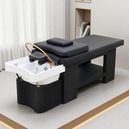 Pubaerkk Shampoo Bed with Steaming & Water Circulation, Spa Shampoo Bed Head Spa Equipment w/Open Storage Space for Spa Beauty Salon