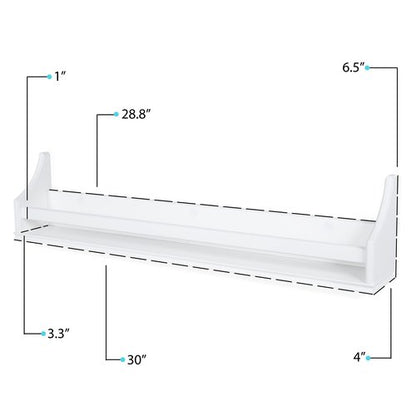 brightmaison Angel 30 inch Long Floating Shelves for Wall, Nursery Decor Toy Storage Shelf & Kids Bookshelf, Set of 3 White