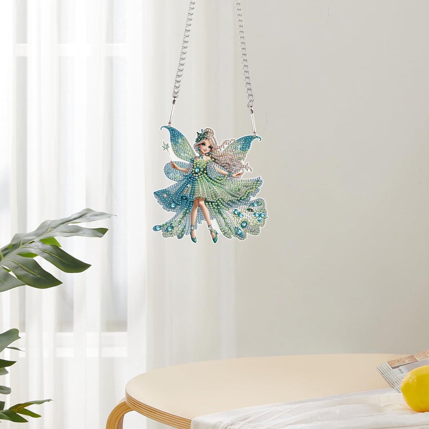 JZHYOAN Elf Diamonds Painting Pendant Cross Stitch Ornament Wall Hanging Decor Diamond Art Kit Hanging Sign Gem Art Window Pendants Craft Hanging Acrylic Ornaments Home Garden Wall Hanging Kit Craft