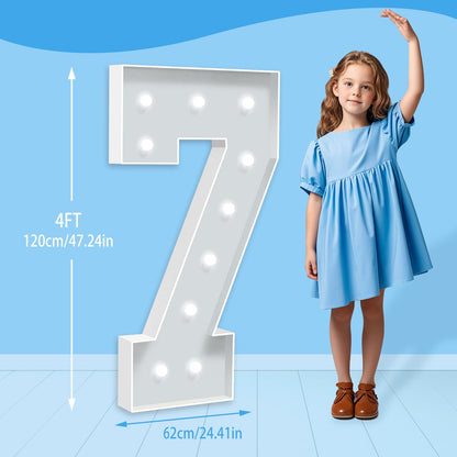 HITINO 4FT Marquee Numbers, Cool White Light Up Numbers 7, LED Light Number for 17th 70th Birthday Party Decor, 70th Anniversary Decorations, Engagement, Holiday Party Backdrop Arch Decorations