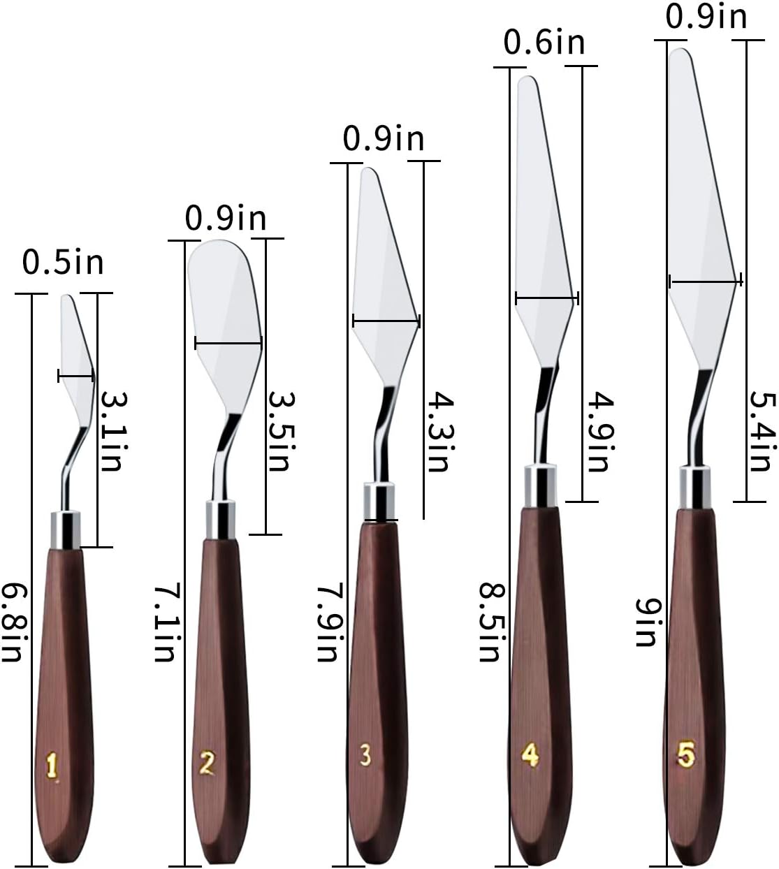Cake Cream Spatula Set - 5 Pieces Stainless Steel Frosting Baking Pastry Tool for Decorating