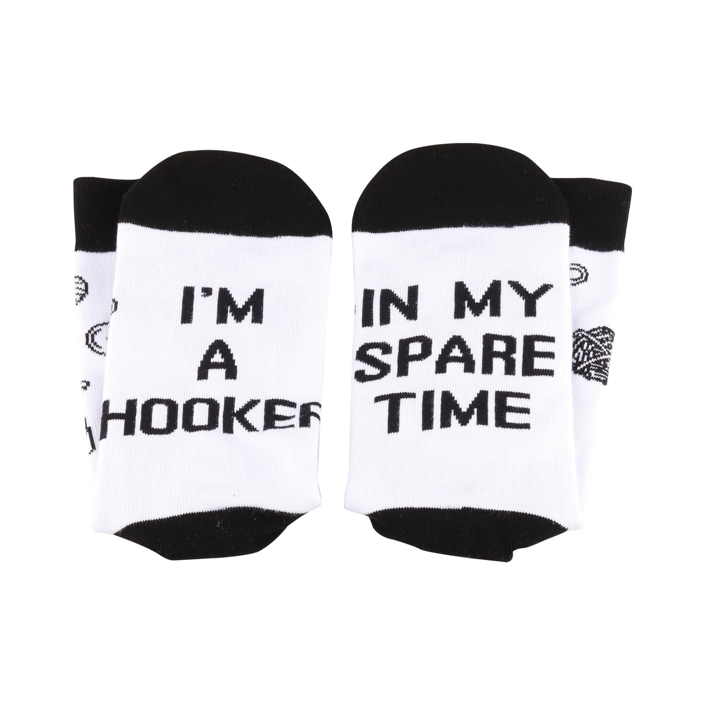 Crochet Gift crocheting Lover Gift I'M A Hooker In My Spare Time Novelty Knitting Crochet Socks Gift for Knitters (US, Alpha, One Size, Regular, Regular, I'M A Hooker)