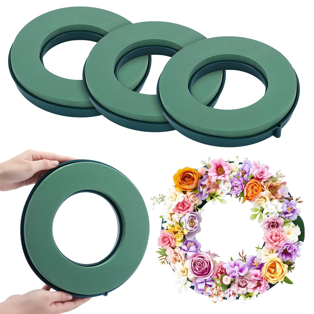 INTERWARM 5Pcs Flower Foam Rings, 9.84Inch Foam Mud Block Ring Artificial Floral Arrangement Mud Ring Wet Florist Wedding Car Decor for Valentine's Day Wedding Birthdays Home Table Centerpiece