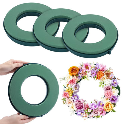 INTERWARM 5Pcs Flower Foam Rings, 9.84Inch Foam Mud Block Ring Artificial Floral Arrangement Mud Ring Wet Florist Wedding Car Decor for Valentine's Day Wedding Birthdays Home Table Centerpiece
