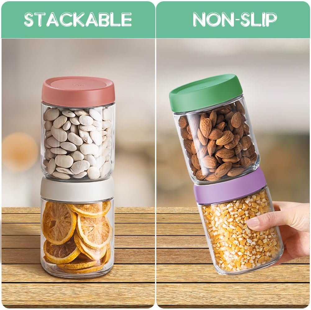 16oz 2 Pack Overnight Oats Containers with full Lids - size Bulk Glass Jar, Meal Prep Jars for Yogurt, Salad