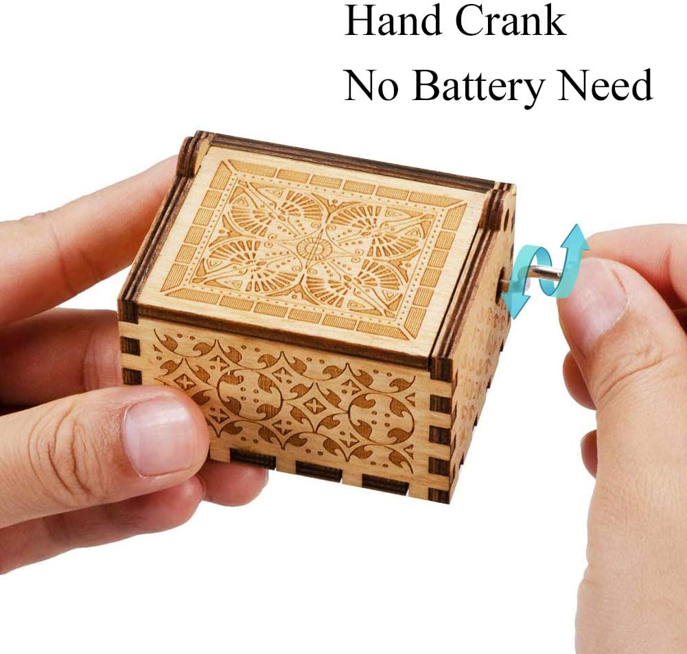 Music Box Hand Crank Engraved Musical Box - You are My Sunshine Antique Vintage Gift for Husband or Wife