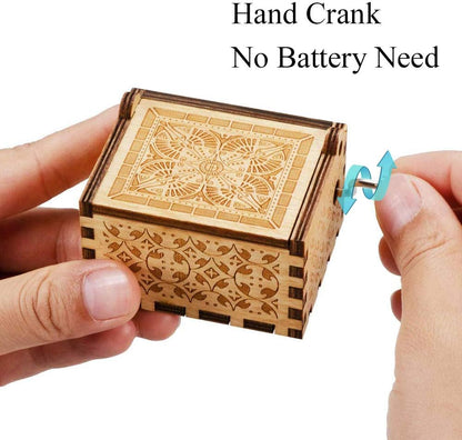 Music Box Hand Crank Engraved Musical Box - You are My Sunshine Antique Vintage Gift for Husband or Wife