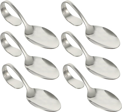 Hemoton 6pcs Bent Spoon Set, Curved Handle Stainless Steel Salad, Serving, Canape, Buffet Spoons