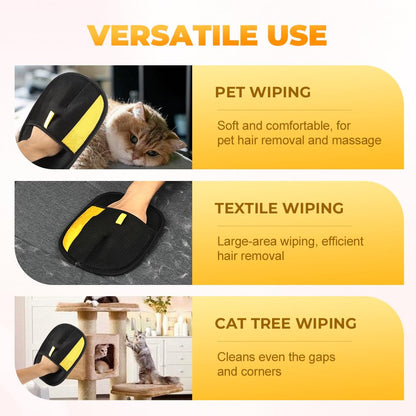 Mustowl 2025 Thickened Strong Pet Hair Removal Glove for Cats & Dogs, Electrostatic Gloves for Pet Grooming, Reusable Quick De-Shedding Gloves for Couch, Clothing, Carpet, Furniture, Car Seats (1pc)