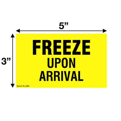 Kenco 3" X 5" Freeze Upon Arrival Fluorescent Shipping Label Stickers for Shipping and Packing - 500 Labels Per Roll
