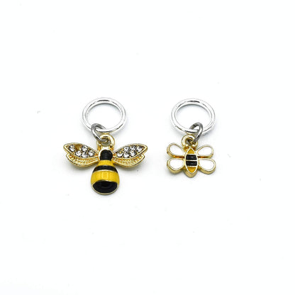 Honey Bee Knitting Stitch Markers with Storage Tin | Ring Style Closed Rings | Bee & Honeycomb Charms for Knitters | Gift for Yarn Lovers | Handmade by Pretty Warm Designs