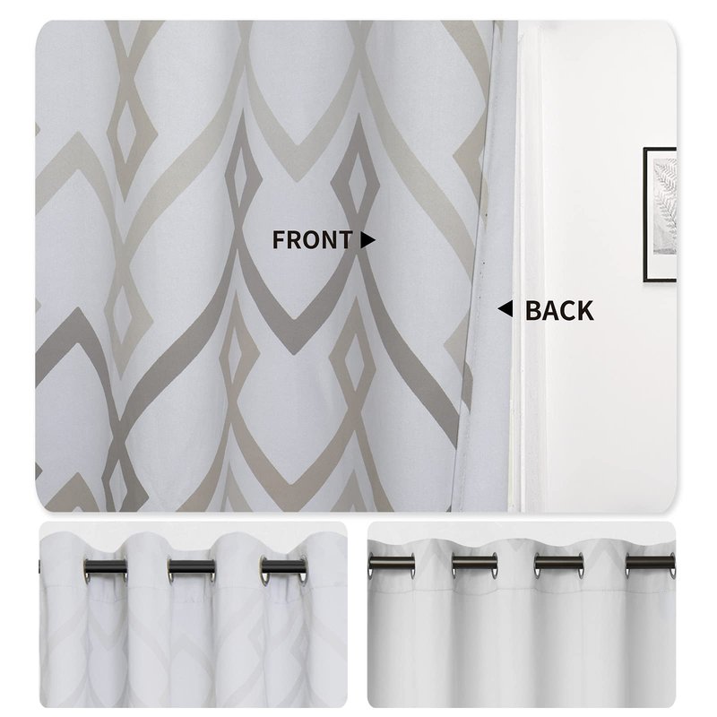 Easy-Going Printed Blackout Curtains for Bedroom, Gradient Line Color Noise Reduction Curtain Drapes, Light Blocking Thermal Insulated Grommet Curtain, 2 Panels, 52 x 96 in, Gray