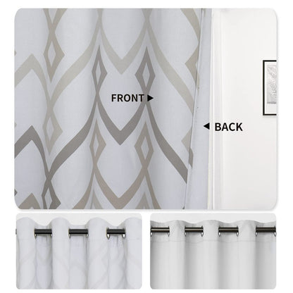 Easy-Going Printed Blackout Curtains for Bedroom, Gradient Line Color Noise Reduction Curtain Drapes, Light Blocking Thermal Insulated Grommet Curtain, 2 Panels, 52 x 96 in, Gray