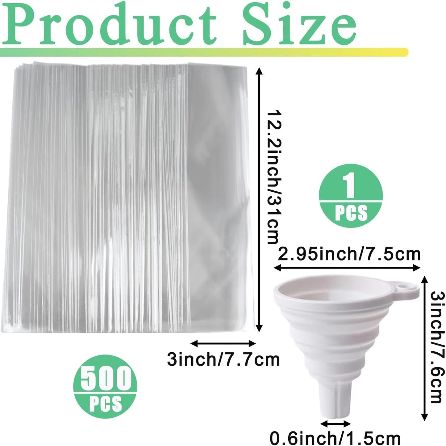 DHYLRICHER 500 (3 12 Inch) Pcs Disposable Ice Lolly Molds Plastic Freeze Pop Bags with Silicone Funnel for Homemade