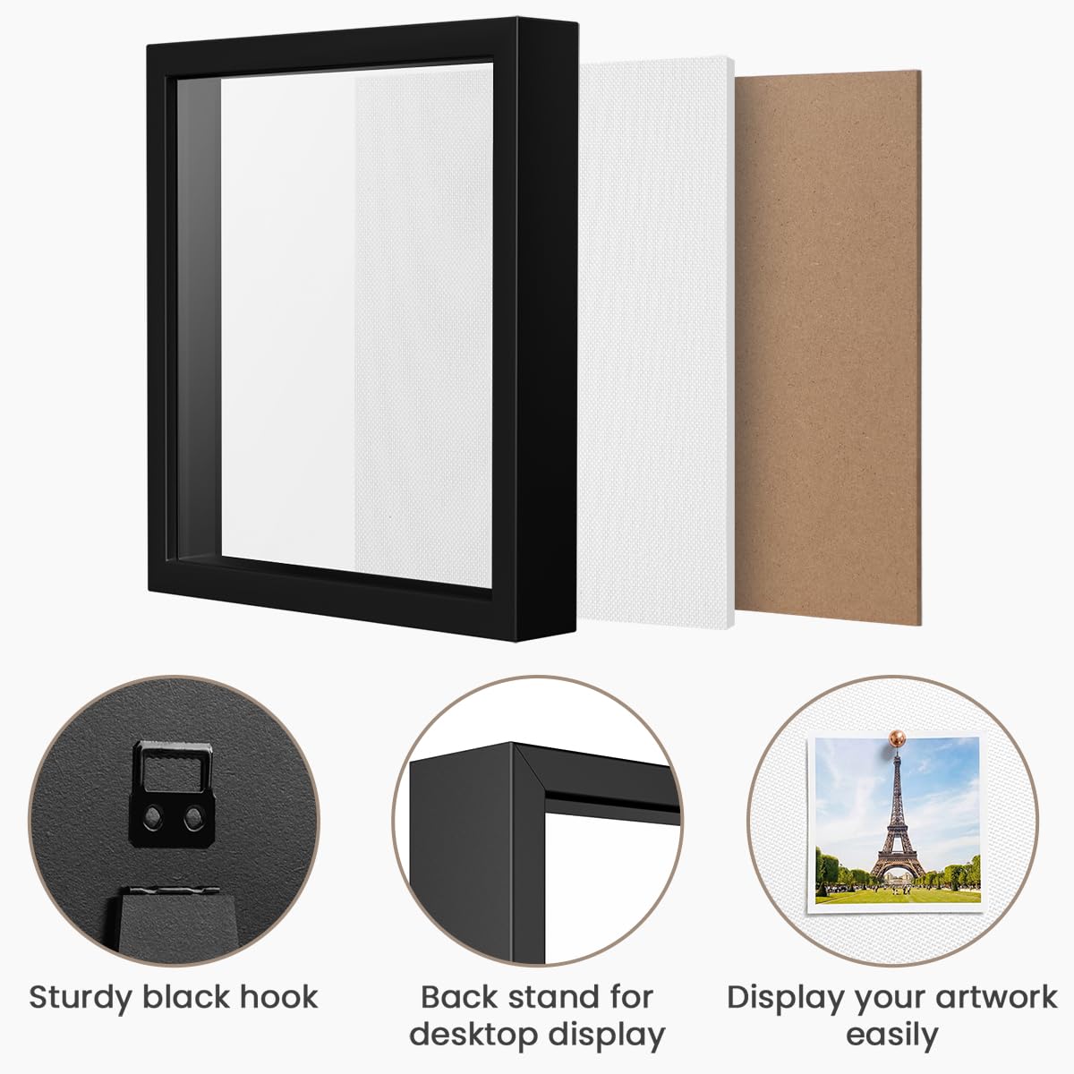 12x16 Large Shadow Box Frame | Soft Linen Back & Push Pins Included, Polystyrene Glass Memory Display Case for Flowers, Tickets & Cherished 3D Items, Black