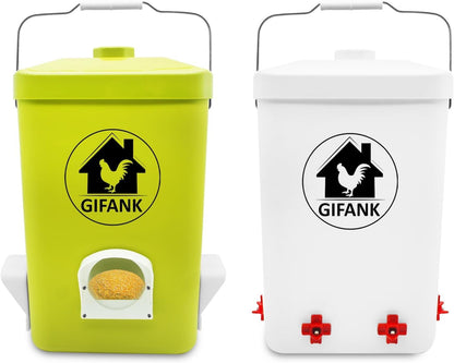 Set,3 Chicken Feeder and Waterer Gallon Automatic Chicken Feeder No Waste,Hanging Poultry Kit with Chicken Waterer