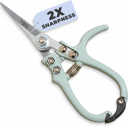 Modern Sprout Pruning Shears - Lightweight Herb Snipping Scissors with Easy Lock | Carbon Steel Blade, Green