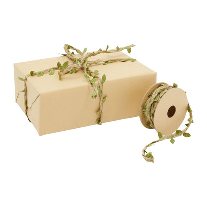 Juvale Burlap Leaf Ribbon - Jungle, Safari & Fairy Party, Enchanted Forest Decor, Vines for Crafts (4 Rolls, 65.6 Ft Total)