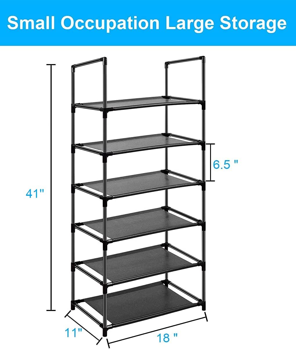 Easyhouse 6 Closet, Tier Metal Structure Free Standing Shoe Rack for Small Space Entryway, Bedroom, Narrow Vertical