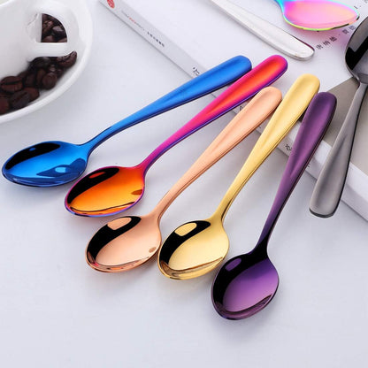 8 Pieces 18/10 Dessert Spoons, Teaspoons, Small Coffee Spoons, Espresso Spoons, 5.5 Inch (Multicolor)